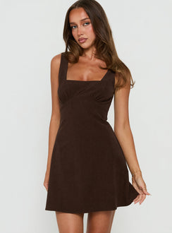 Dasha Corduroy Mini Dress Chocolate