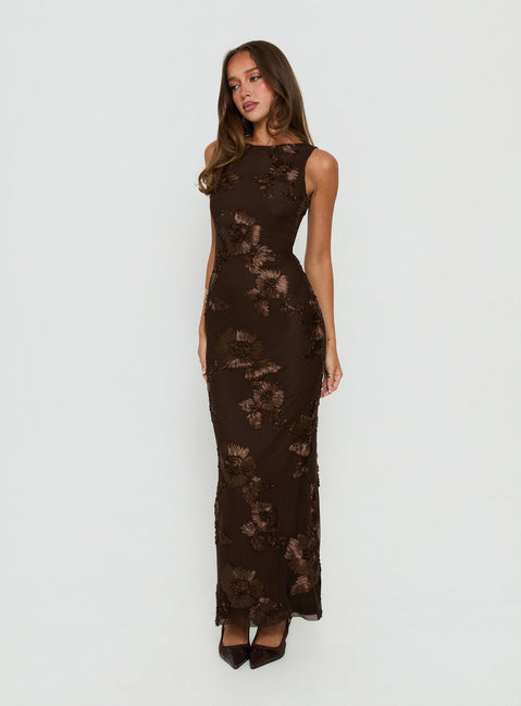 Fionna Floral Maxi Dress Chocolate