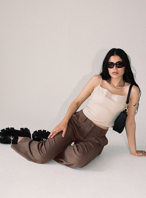 product Princess Polly High Waisted Pants High Waisted Pants High Waisted Pants  Archer Pants Brown Petite