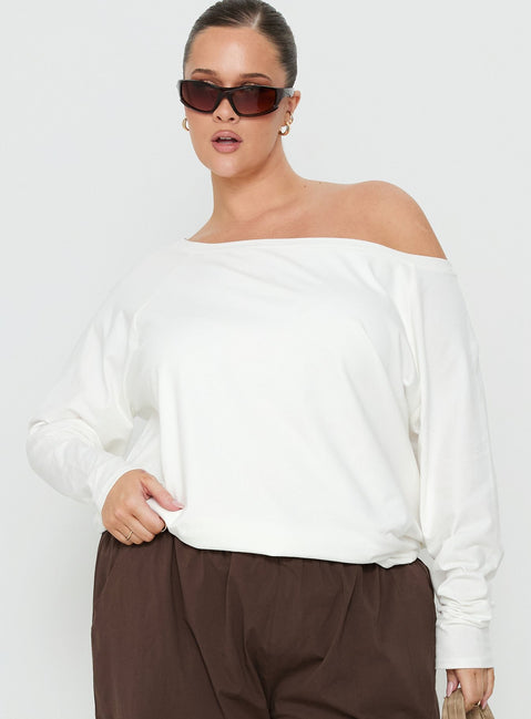 Icon Baby Off Shoulder Long Sleeve Top White Curve