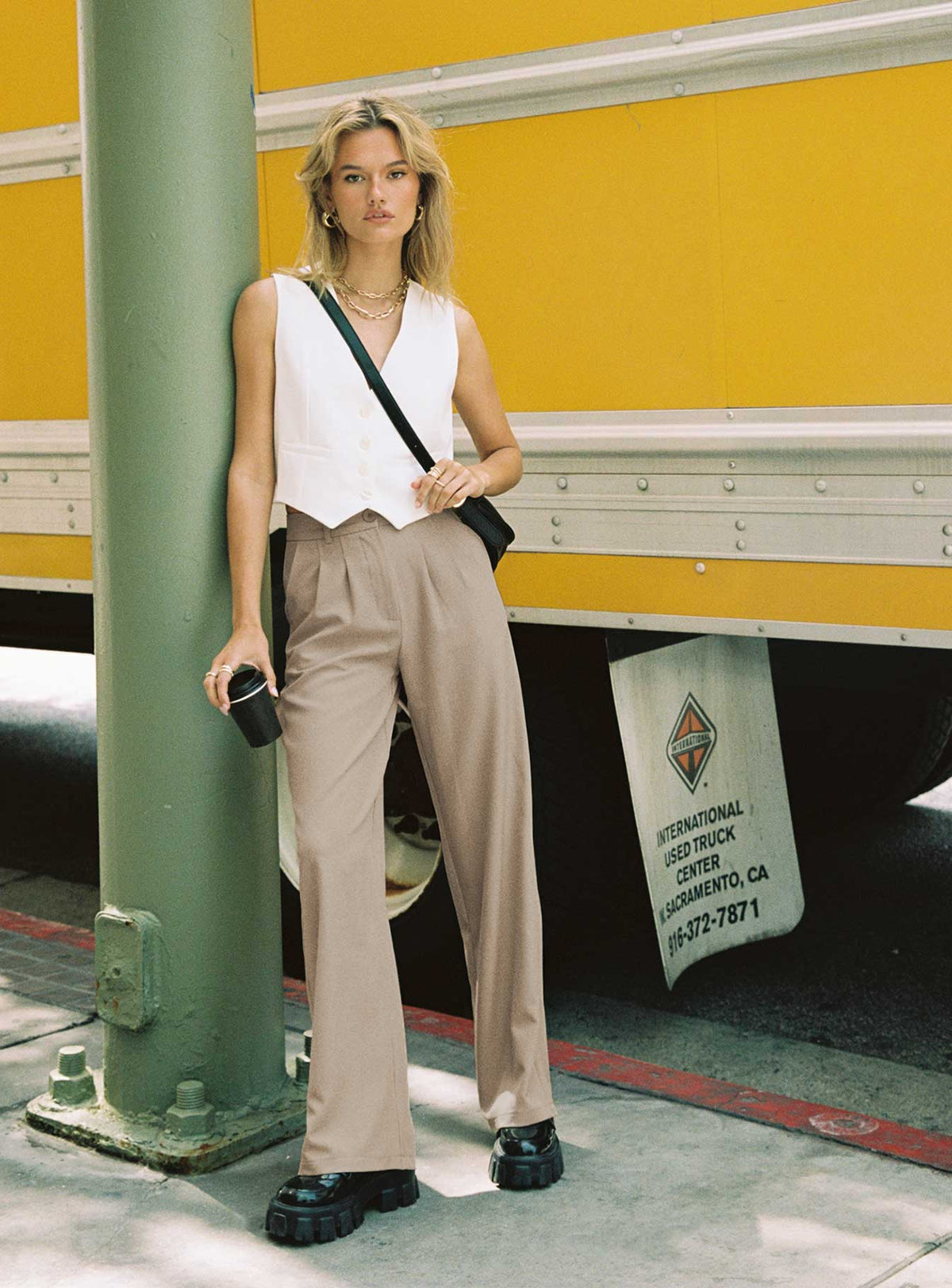 product Princess Polly High Waisted Pants  Archer Pants Taupe