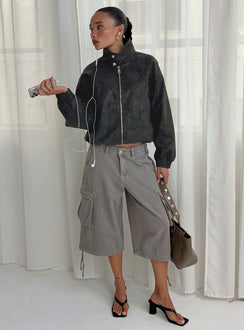Hudsen Longline Cargo Shorts Charcoal Petite
