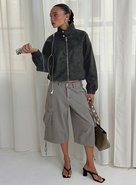 Hudsen Longline Cargo Shorts Charcoal
