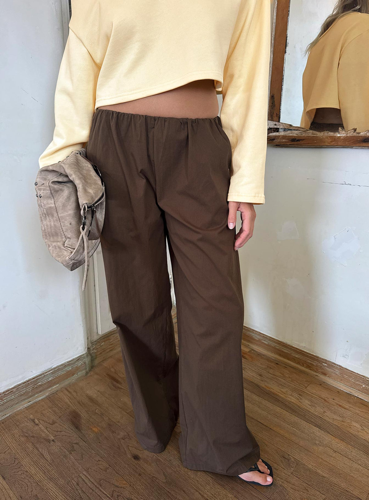 Lunea Concealed Waistband Pants Brown Petite
