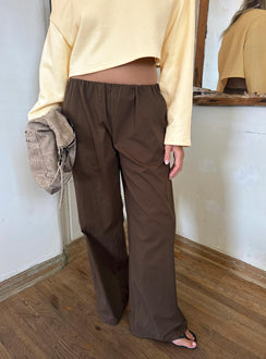 Lunea Concealed Waistband Pants Brown Petite