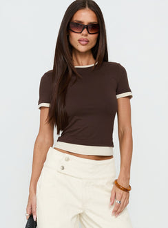 Lights Low Contrast Trim Top Chocolate / Beige