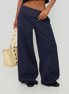 Lockie Foldover Baggy Track Pants Navy