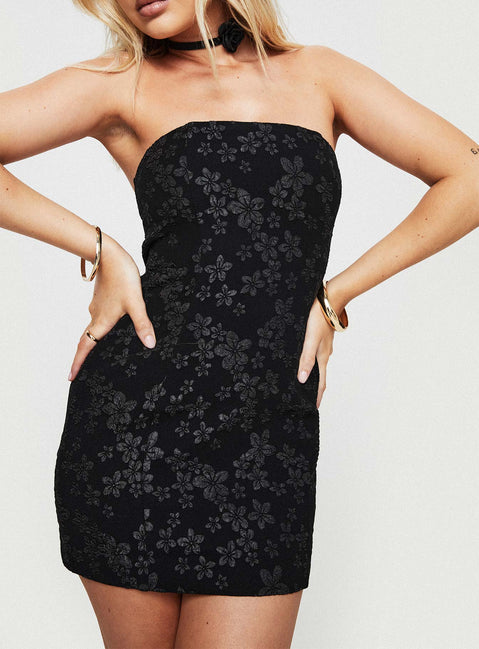 product Princess Polly Asymmetric Neckline  Anja Mini Dress Black