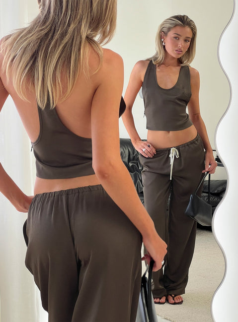 Bare Satin Cami Top Mocha