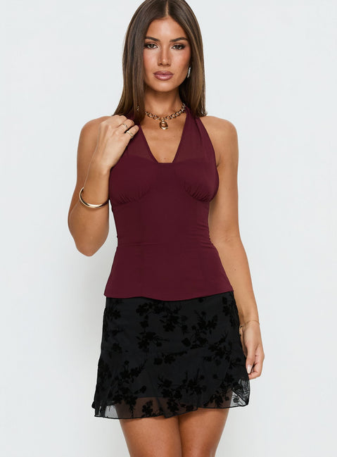   front view of model wearing Princess Polly Sonsie Mini Skirt Black Mini Skirts 