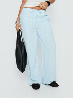 front view of model wearing Princess Polly Parklea Pants Icy Blue High Rise Pants 