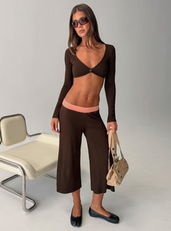 Kassey Gaucho Shorts Coral / Brown