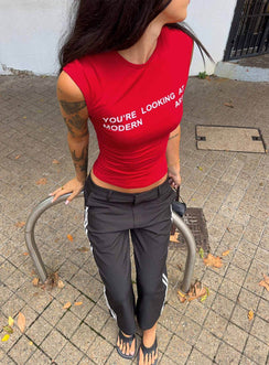 Modern Art Graphic Baby Tee Red