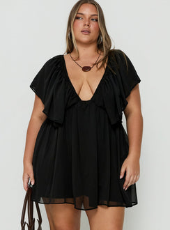Sun Spirit Plunge Flowy Playsuit Black Curve