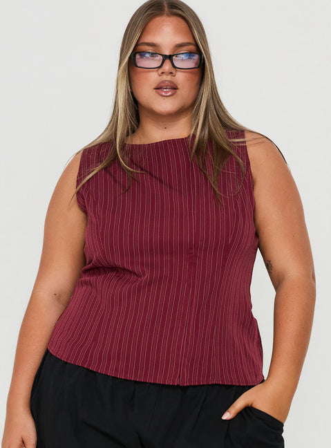 Running Wild Top Burgundy Stripe Curve