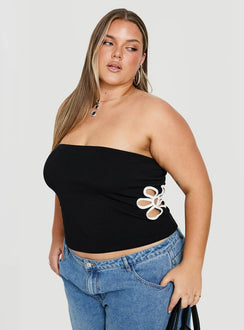 Currents Strapless Cut Out Detail Top Black Curve