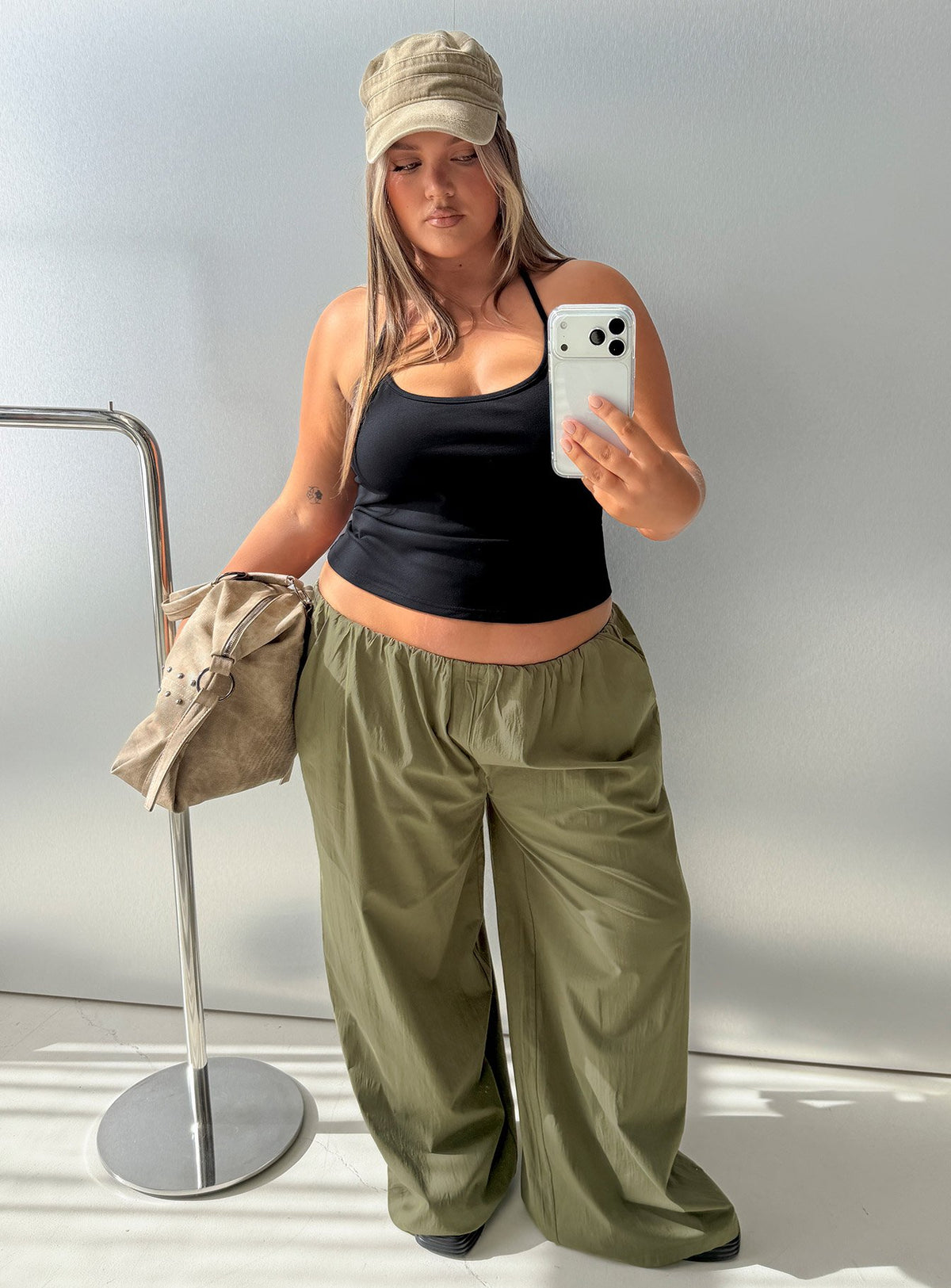 Lunea Concealed Waistband Pants Khaki Curve