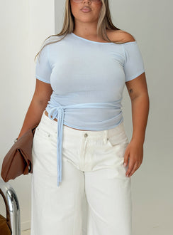 Kastor One Shoulder Short Sleeve Top Pale Blue Curve