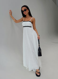 front view of model wearing Princess Polly Croxetti Maxi Dress White Square Neck 