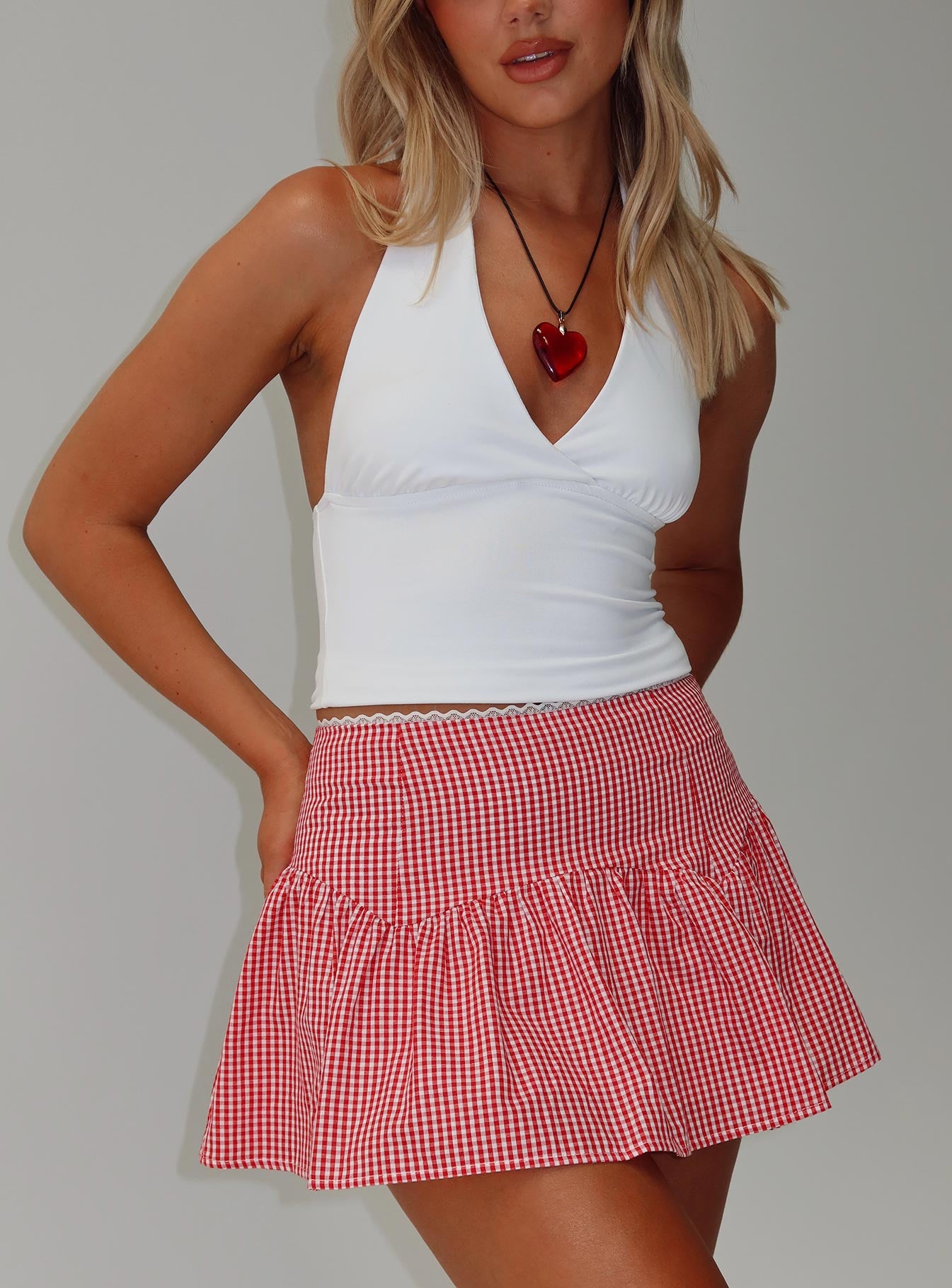   front view of model wearing Princess Polly Chloette Mini Skirt Multi Mini Skirts Skirts 