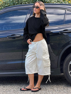 Hudsen Longline Cargo Shorts Cream Petite