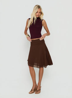 Evanescence Asymmetrical Midi Skirt Chocolate