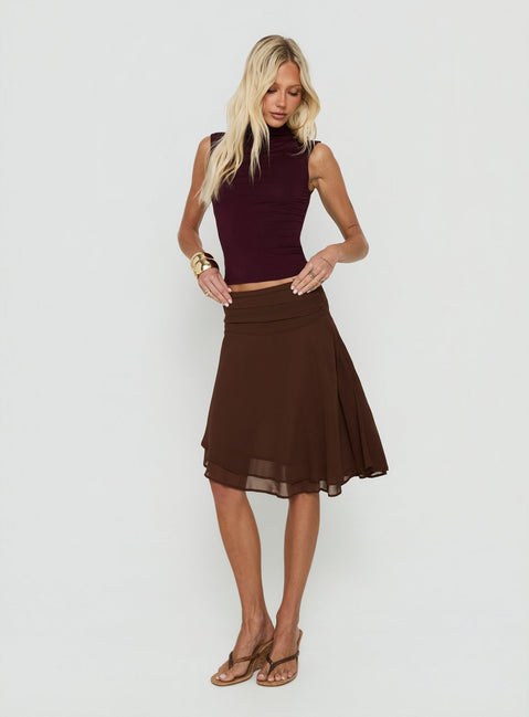 Evanescence Asymmetrical Midi Skirt Chocolate