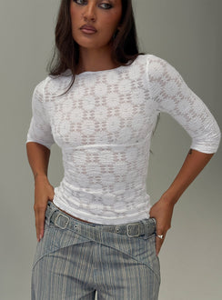 Seraphim Textured 3/4 Sleeve Top White