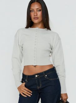 Showcasing the Emerina Cinched Button Down Cardigan Grey womens jumpers in short length front view of model wearing Princess Polly