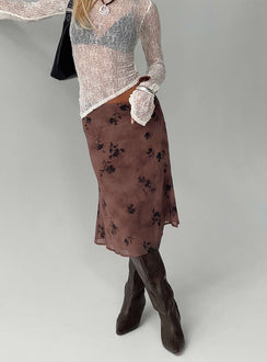   side view of model wearing Princess Polly Moses Midi Skirt Multi Midi Skirts Skirts 