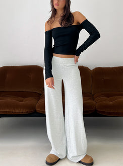 front view of model wearing Princess Polly Ascenda Straight Leg Track Pant Grey Marle Mid Rise Pants 