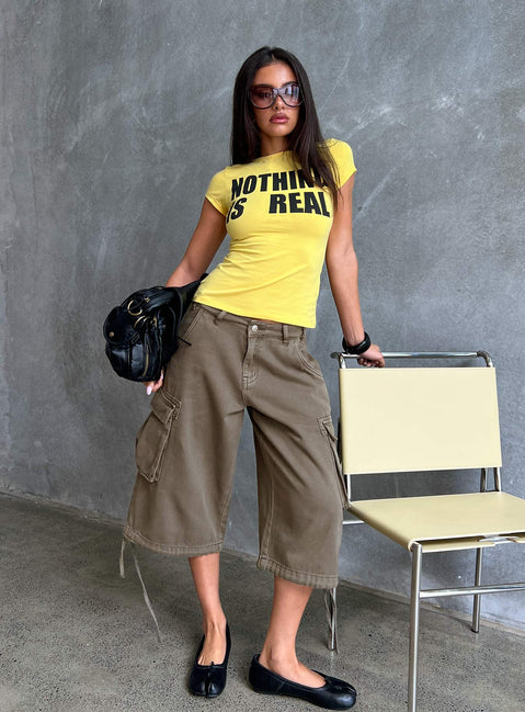 Hudsen Longline Cargo Shorts Khaki Petite