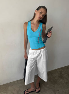 Showcasing the Lunea Concealed Waistband 3/4 Pant White womens-regular-pants with high-rise detail side view of model wearing Princess Polly