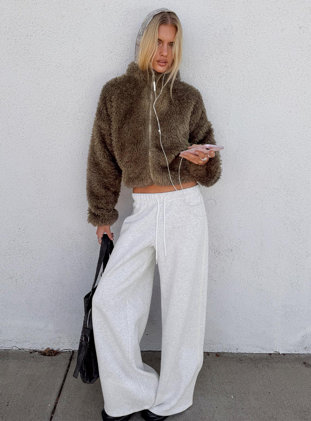 Kennah Wide Leg Sweat Pants Grey Marle