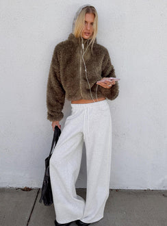 Kennah Wide Leg Sweat Pants Grey Marle