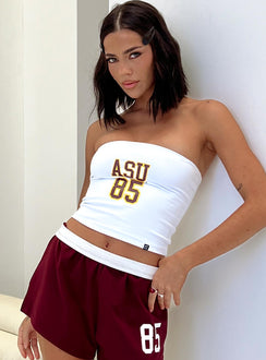 back view of model wearing Princess Polly ASU Tube Top White Sleeveless straight 