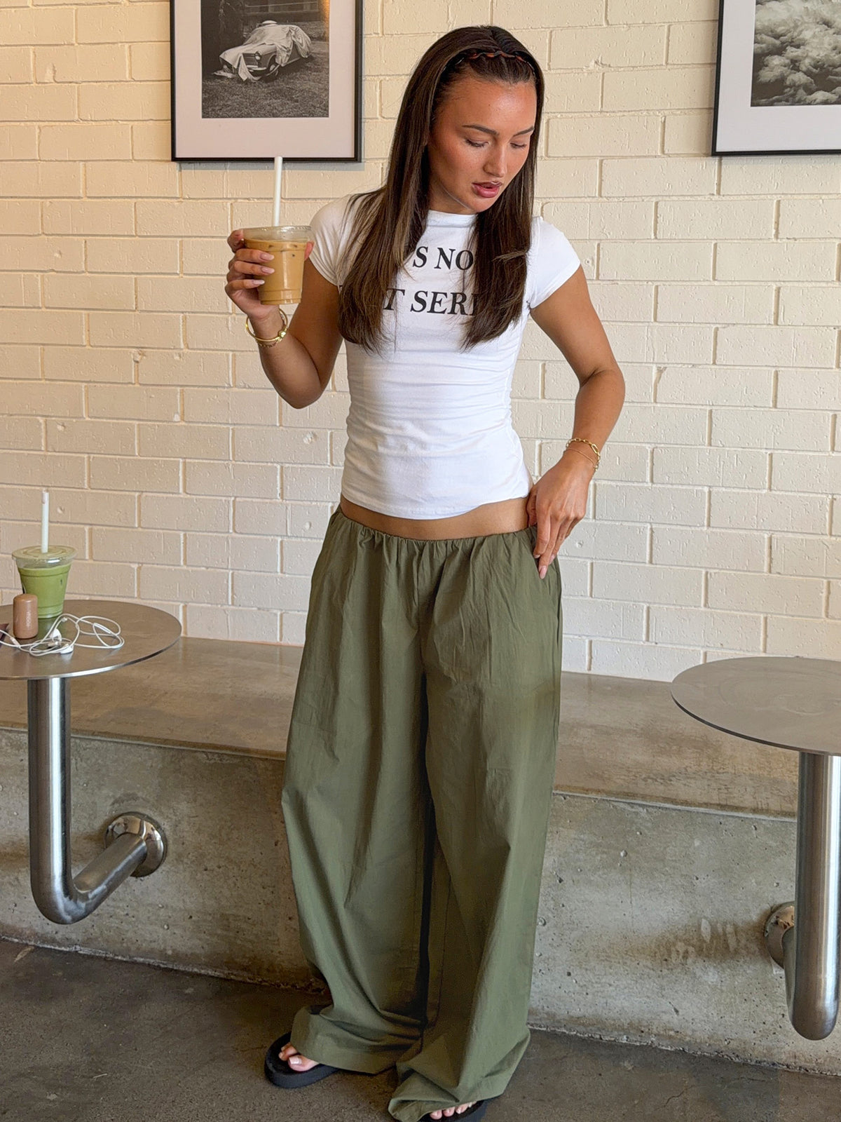 Lunea Concealed Waistband Pants Khaki Petite