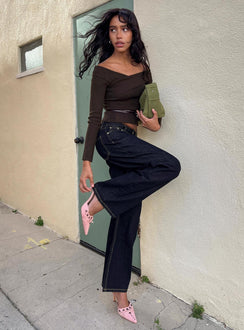 Ellenore Belt Detail Off Shoulder Top Brown
