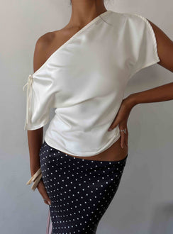 Faisa Off Shoulder Satin Top Cream