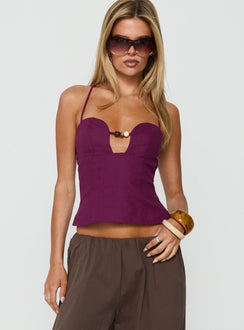 Karessa Beaded Top Plum