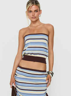 Osamie Knit Strapless Top Multi Stripe
