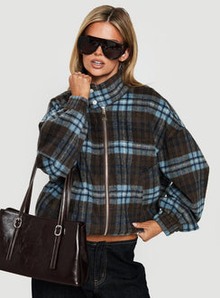 Ellissa Bomber Jacket Blue Check