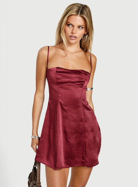 Easy To Love Mini Dress Burgundy