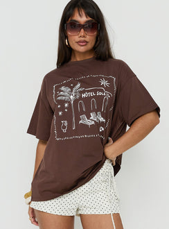Hotel Sole Oversized Graphic Tee Brown