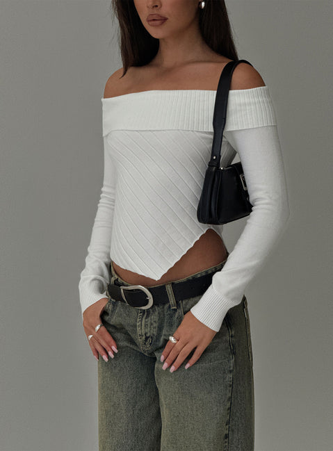 back view of model wearing Princess Polly Brisa Long Sleeve Top White Full Sleeves straight 