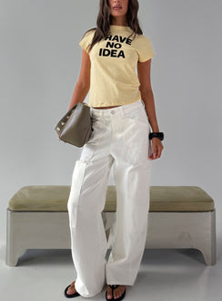 Mistree Mid Rise Baggy Cargo Jeans White