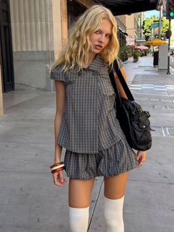 Tuckerr Trench Top Grey Check