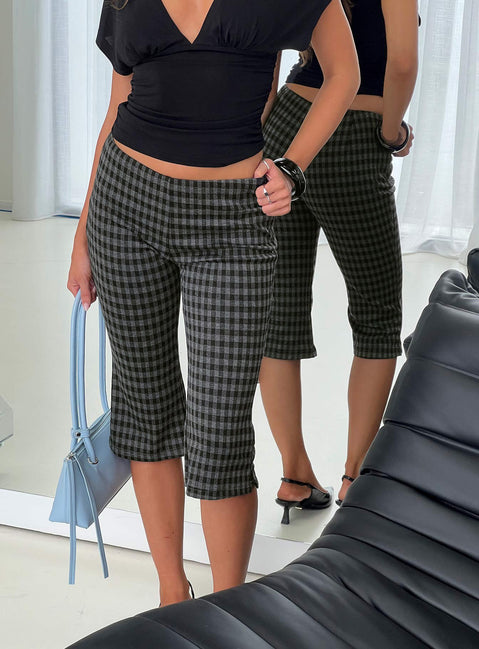 back view of model wearing Princess Polly Lights Are Off Capri Pants Multi Mid Rise Pants 