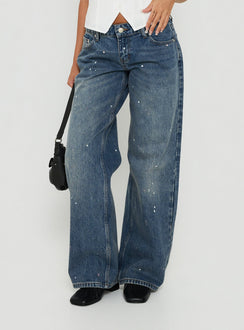 Ellanor Low Rise Paint Straight Leg Jean Vintage Mid Blue