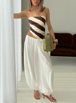 front view of model wearing Princess Polly Mirosa Balloon Leg Pants White Mid Rise Pants 